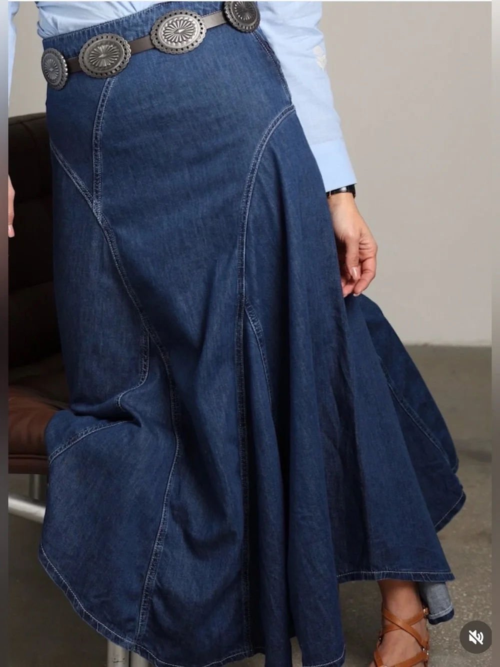 M&S Collection Denim High Waisted Maxi Asymmetric Skirt